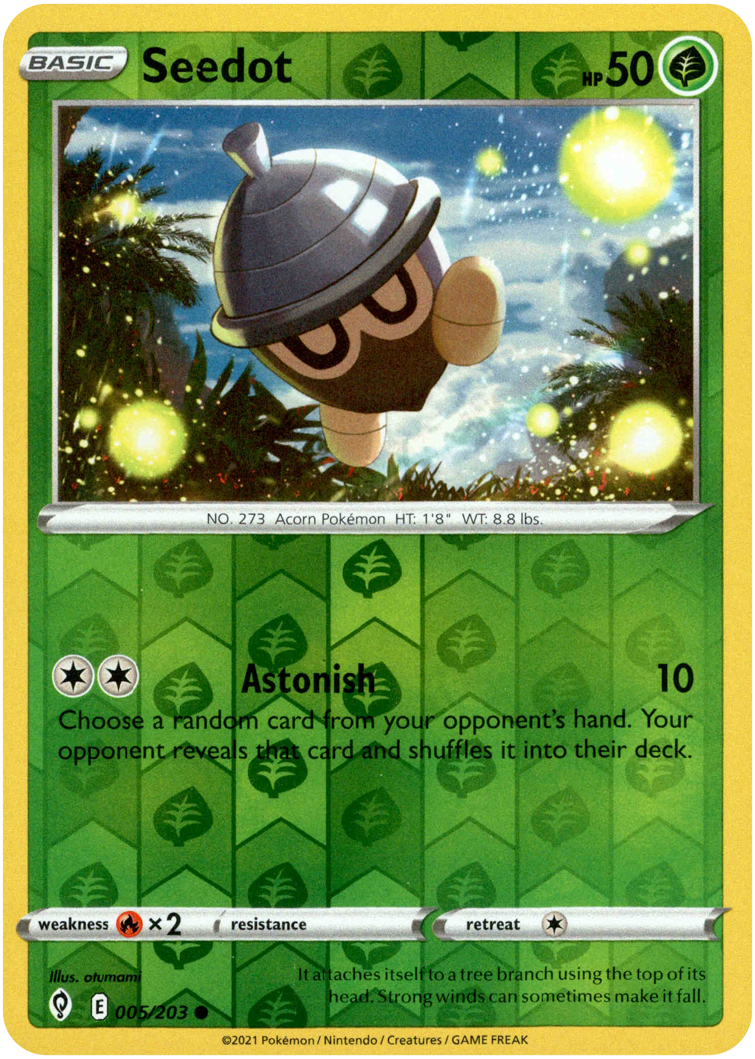 Seedot - 005/203 - Evolving Skies - Reverse Holo - Card Cavern