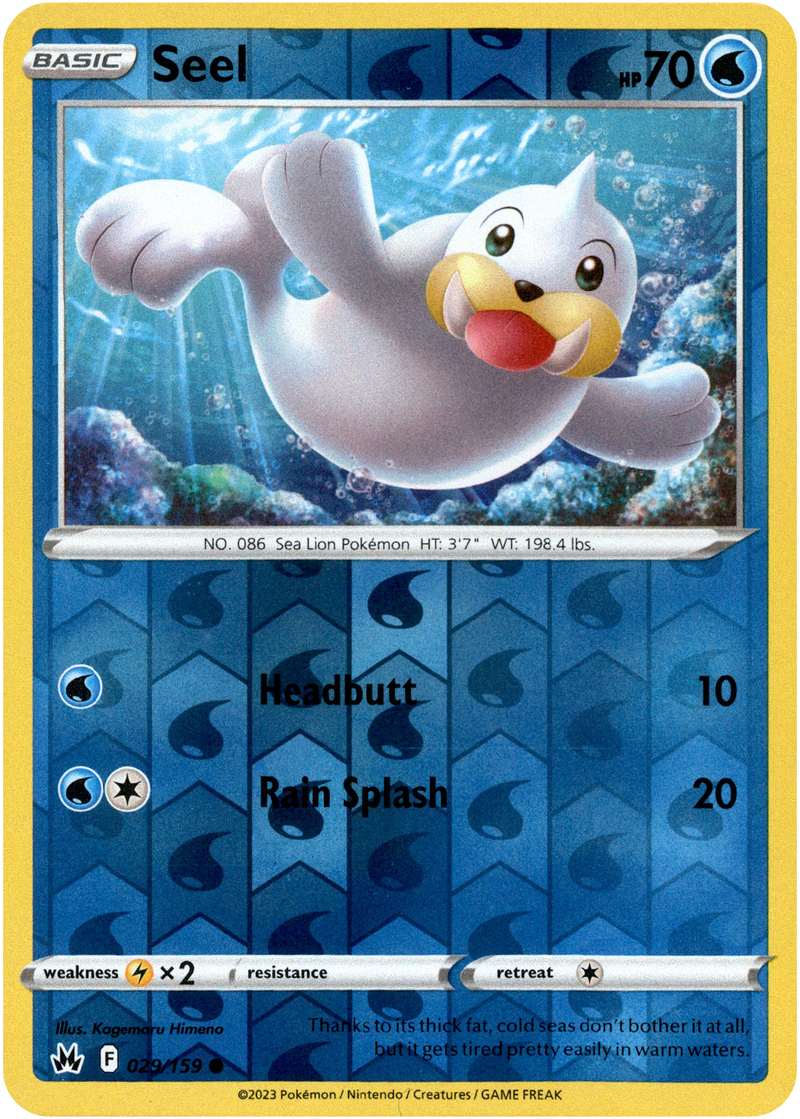 Seel 029/159 Crown Zenith Reverse Holo Card Cavern Trading