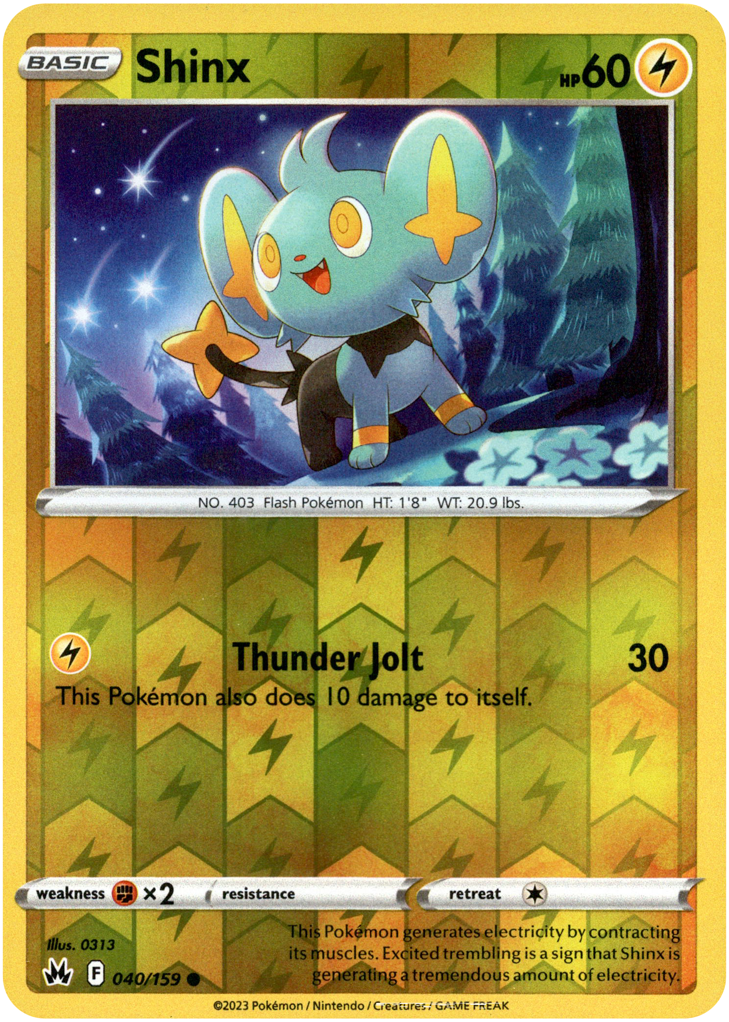 Shinx - 040/159 - Crown Zenith - Reverse Holo - Card Cavern