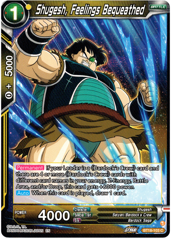 Shugesh, Feelings Bequeathed - BT18-103 - Dawn of the Z-Legends - Card Cavern