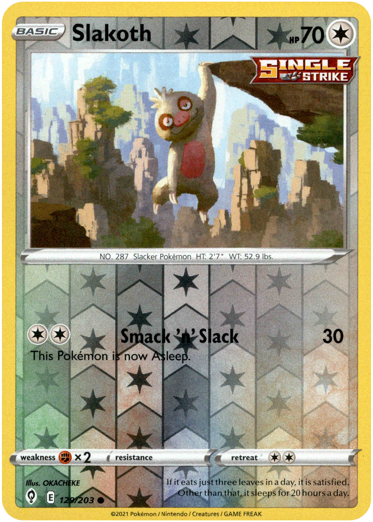 Slakoth - 129/203 - Evolving Skies - Reverse Holo - Card Cavern