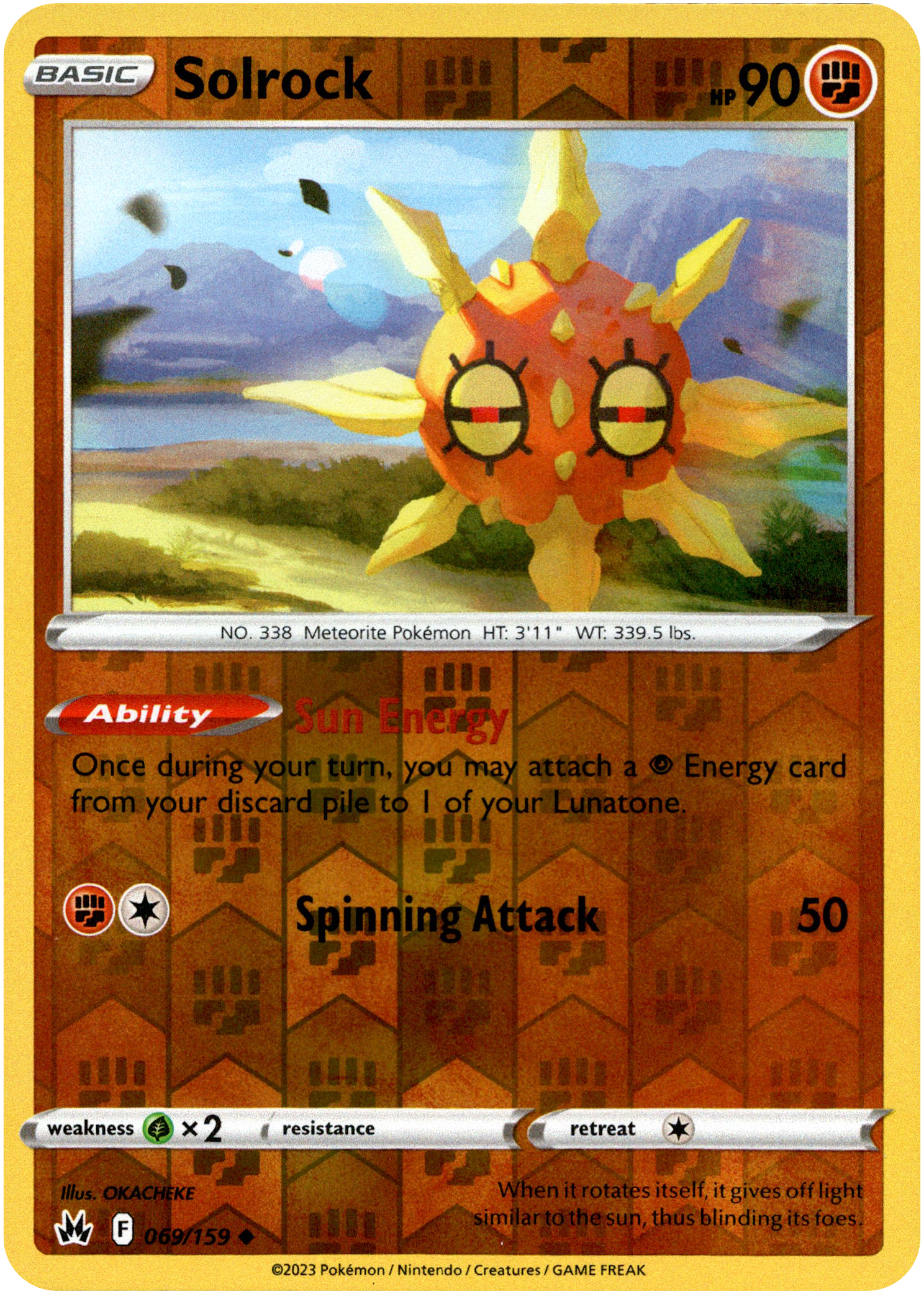 Solrock - 069/159 - Crown Zenith - Reverse Holo - Card Cavern