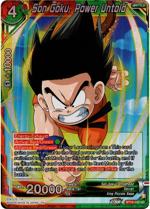 Son Goku, Power Untold - BT18-142 - Dawn of the Z-Legends - Parallel Foil - Card Cavern