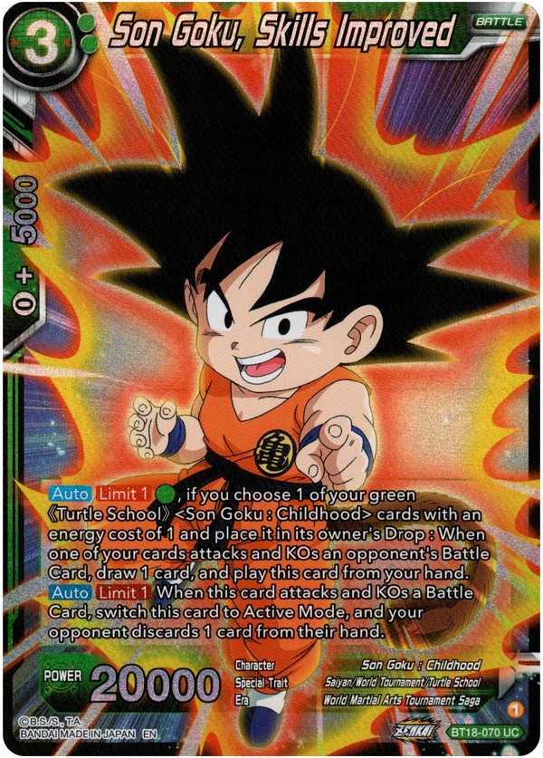 Son Goku, Skills Improved - BT18-070 - Dawn of the Z-Legends - Parallel Foil - Card Cavern
