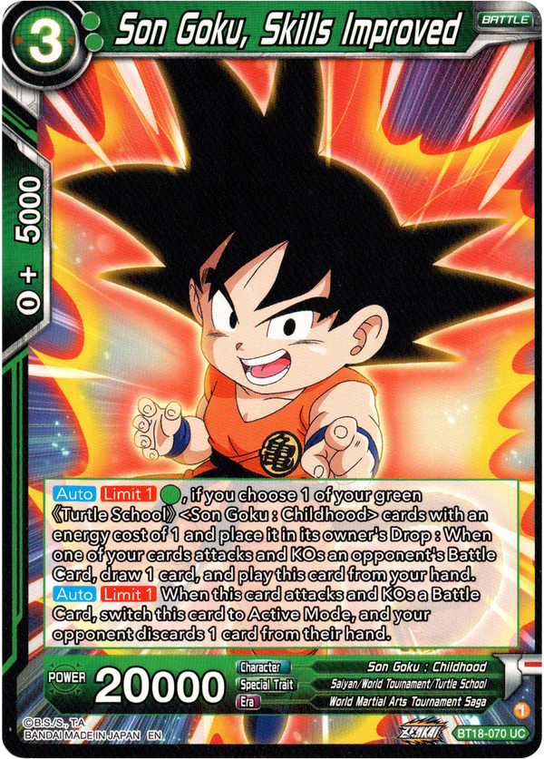 Son Goku, Skills Improved - BT18-070 - Dawn of the Z-Legends - Card Cavern