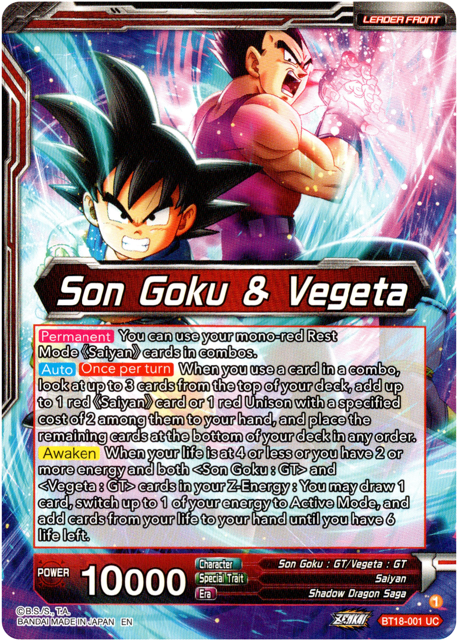 Son Goku & Vegeta // SS4 Son Goku & SS4 Vegeta, In It Together - BT18-001 - Dawn of the Z-Legends - Card Cavern