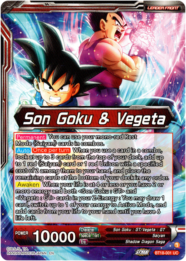 Son Goku & Vegeta // SS4 Son Goku & SS4 Vegeta, In It Together - BT18-001 - Dawn of the Z-Legends - Card Cavern