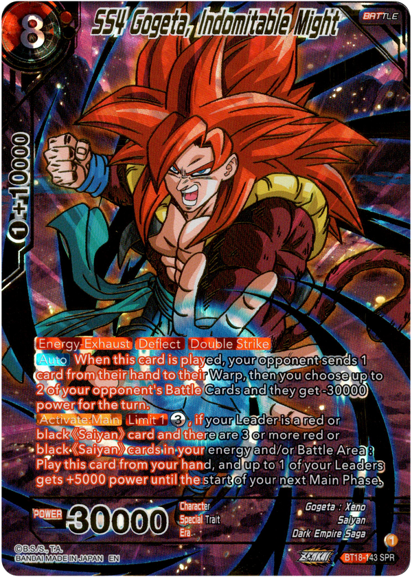 SS4 Gogeta, Indomitable Might Special Rare - BT18-143 - Dawn of the Z-Legends - Card Cavern