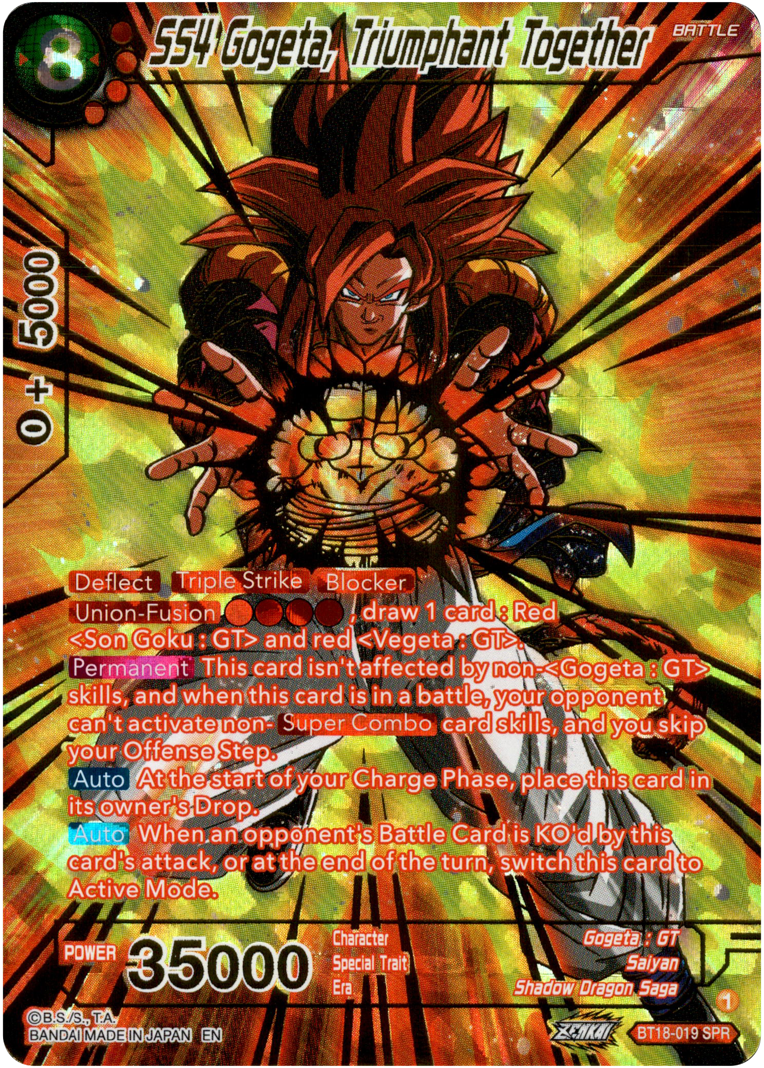 SS4 Gogeta, Triumphant Together Special Rare - BT18-019 - Dawn of the Z-Legends - Card Cavern