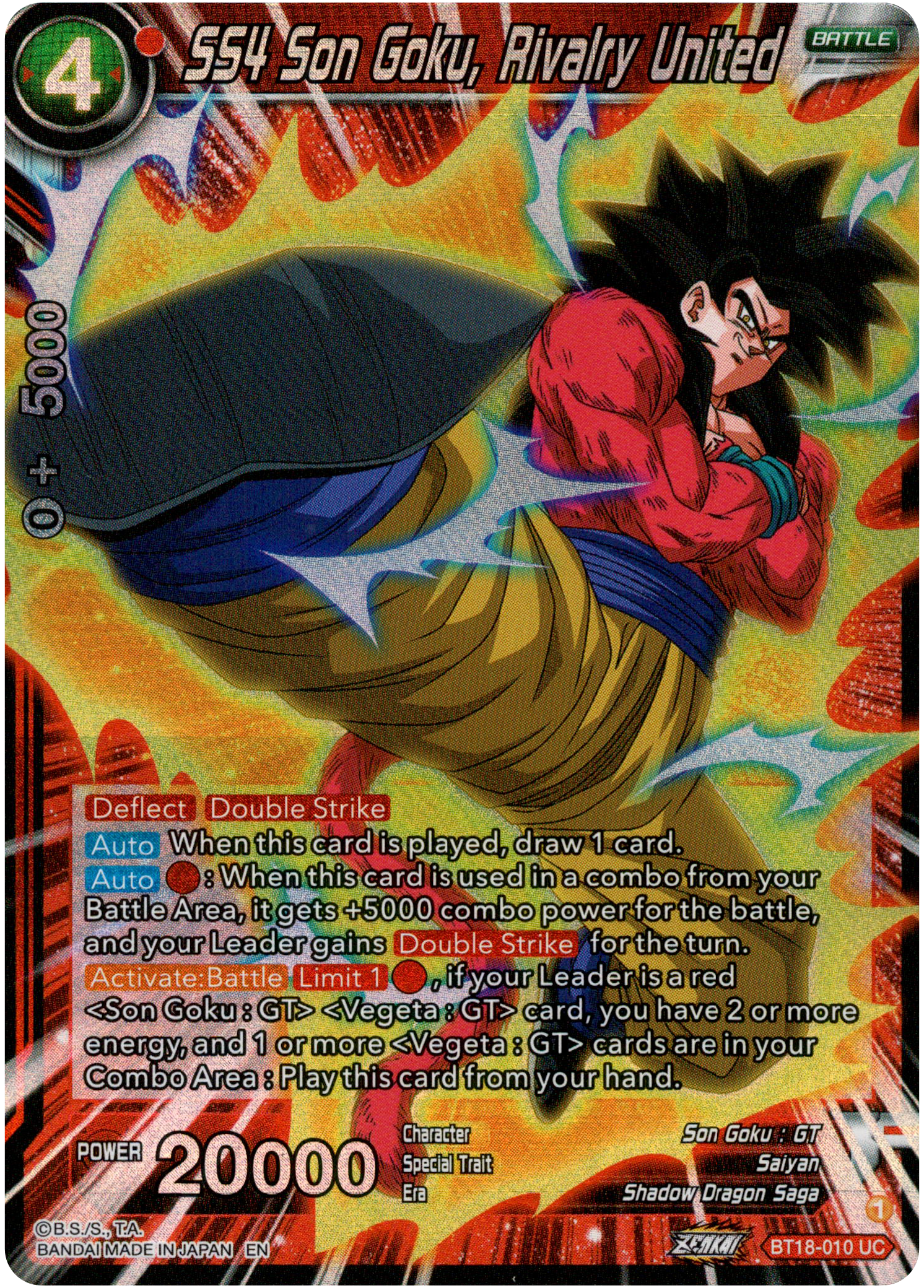 SS4 Son Goku, Rivalry United - BT18-010 - Dawn of the Z-Legends - Parallel Foil - Card Cavern