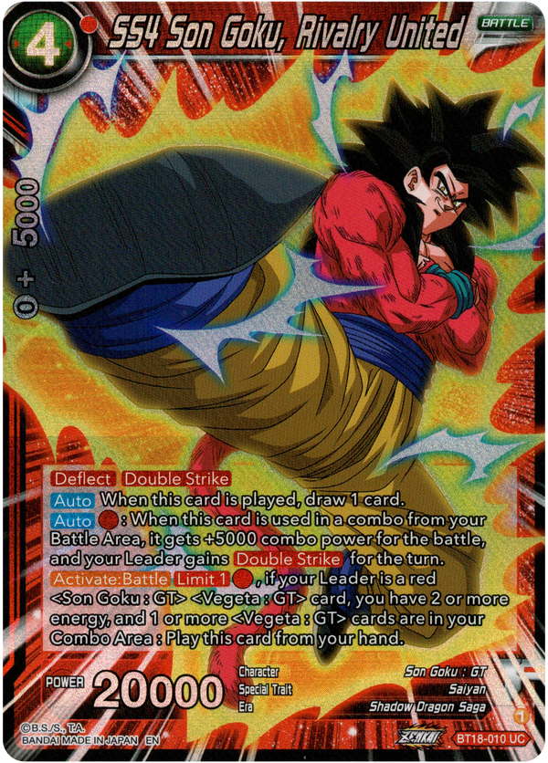 SS4 Son Goku, Rivalry United - BT18-010 - Dawn of the Z-Legends - Parallel Foil - Card Cavern