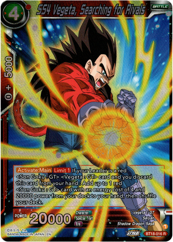 SS4 Vegeta, Searching for Rivals - BT18-016 - Dawn of the Z-Legends - Parallel Foil - Card Cavern