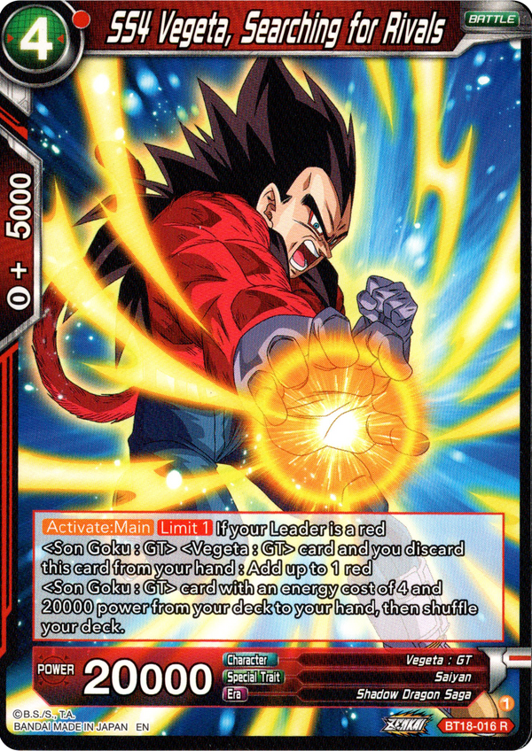 SS4 Vegeta, Searching for Rivals - BT18-016 - Dawn of the Z-Legends - Card Cavern