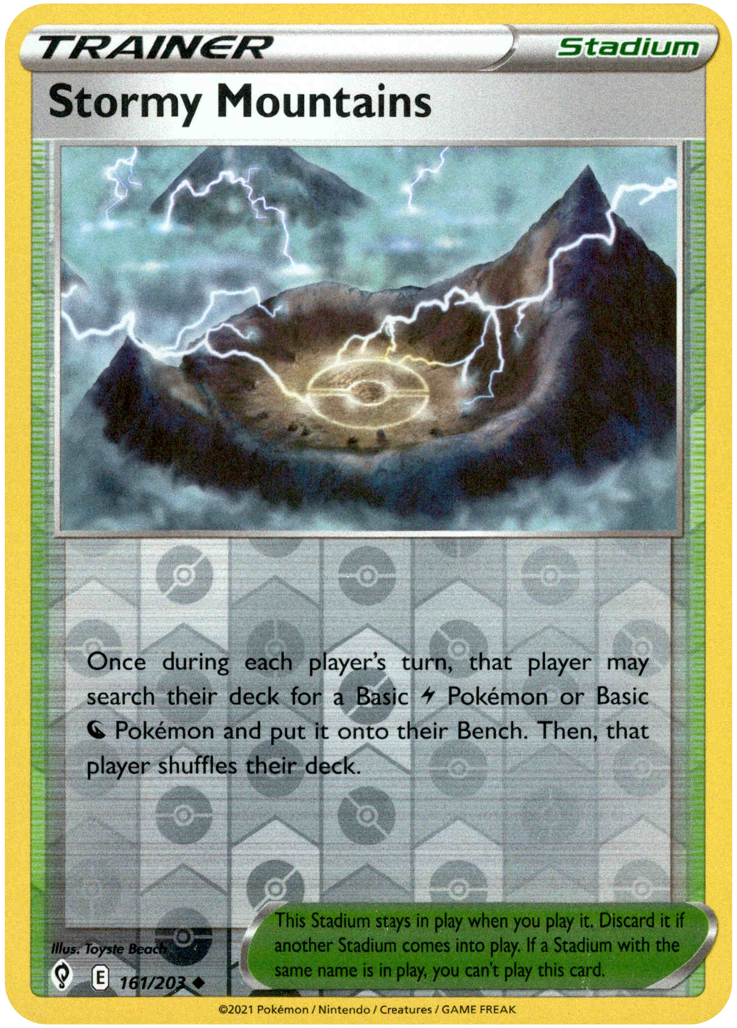 Stormy Mountains - 161/203 - Evolving Skies - Reverse Holo - Card Cavern