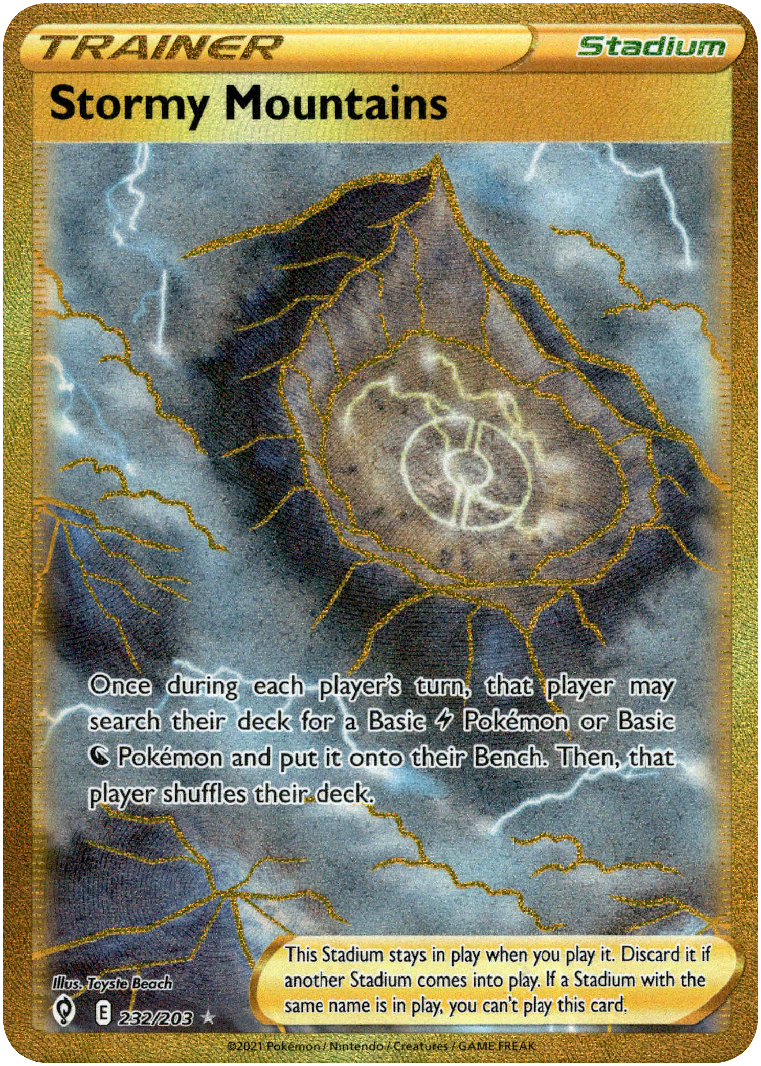 Stormy Mountains Secret Rare - 232/203 - Evolving Skies - Holo - Card Cavern