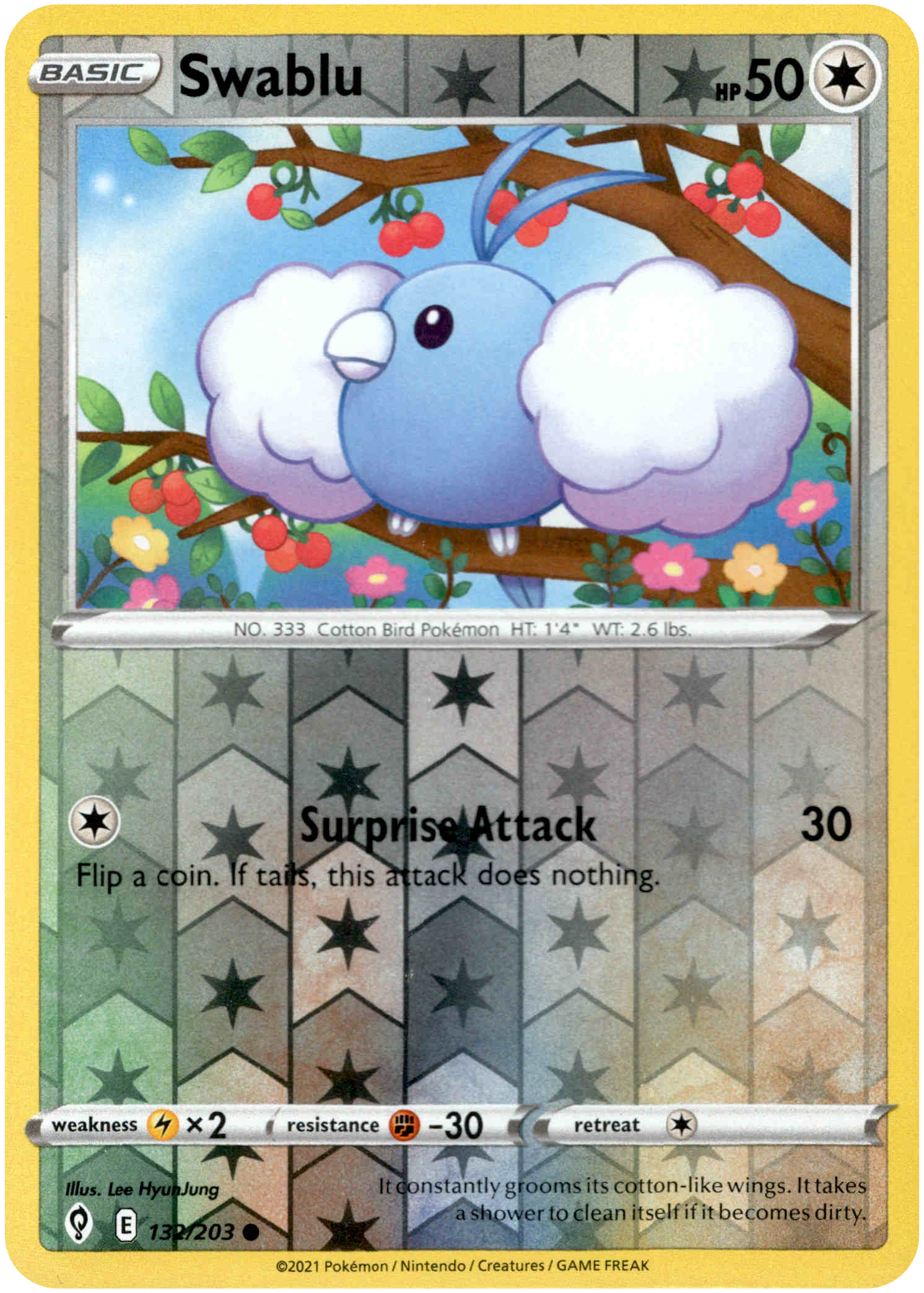 Swablu - 132/203 - Evolving Skies - Reverse Holo - Card Cavern