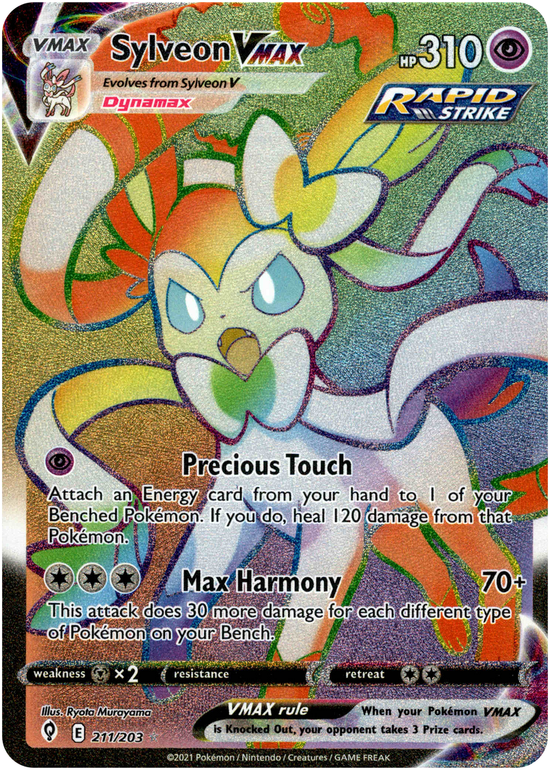 Sylveon VMAX Hyper Rare - 211/203 - Evolving Skies - Holo Card Cavern Trading Cards, LLC Sylveon VMAX Hyper Rare - 211/203 - Evolving Skies - Holo Card Cavern Trading Cards, LLC