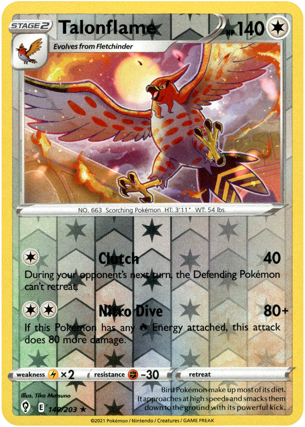 Talonflame - 140/203 - Evolving Skies - Reverse Holo - Card Cavern