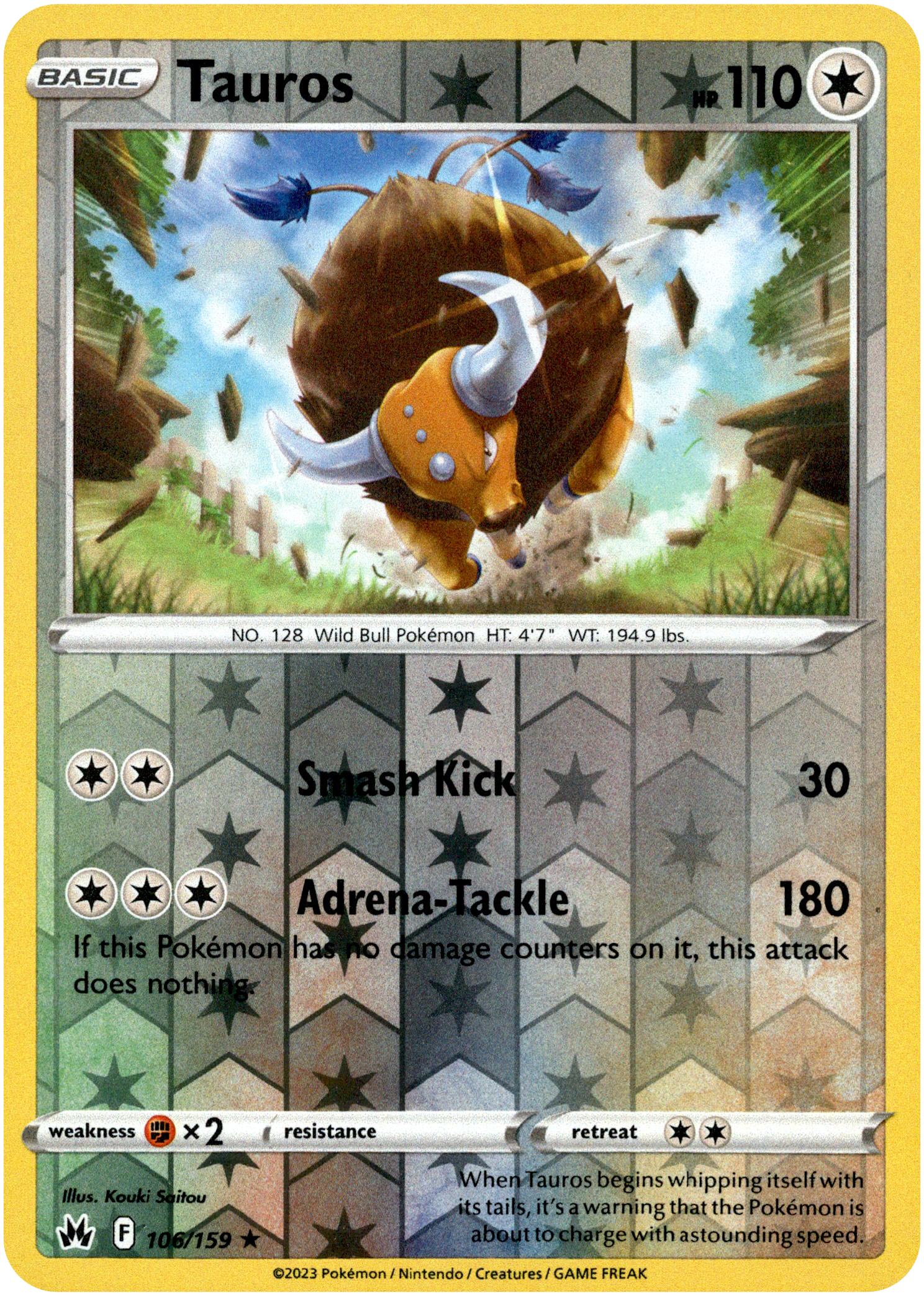 Tauros - 106/159 - Crown Zenith - Reverse Holo - Card Cavern