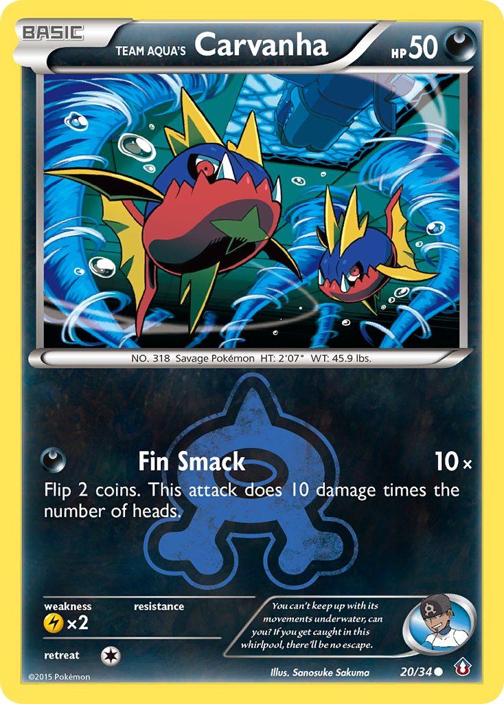 Team Aqua's Carvanha - 20/34 - Double Crisis - Card Cavern