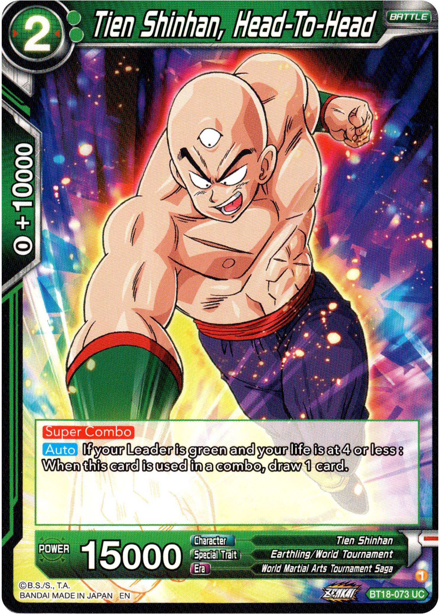 Tien Shinhan, Head-To-Head - BT18-073 - Dawn of the Z-Legends - Card Cavern