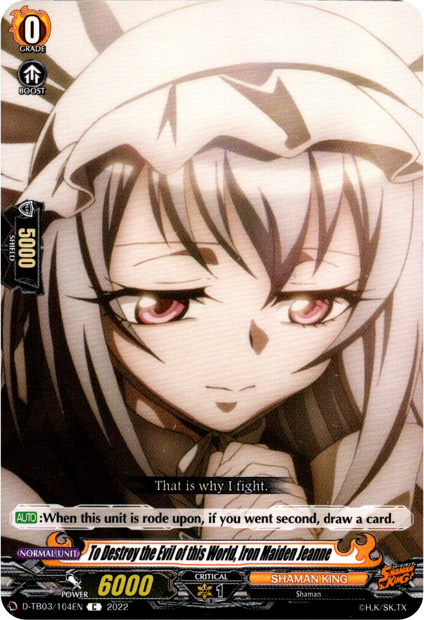 To Destroy the Evil of this World, Iron Maiden Jeanne - D-TB03/104EN - Shaman King - Card Cavern
