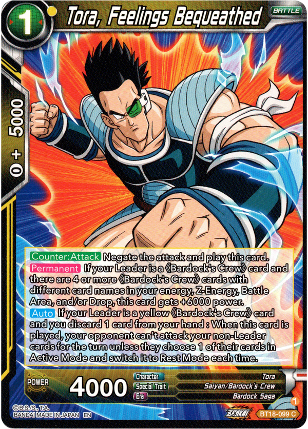 Tora, Feelings Bequeathed - BT18-099 - Dawn of the Z-Legends - Card Cavern