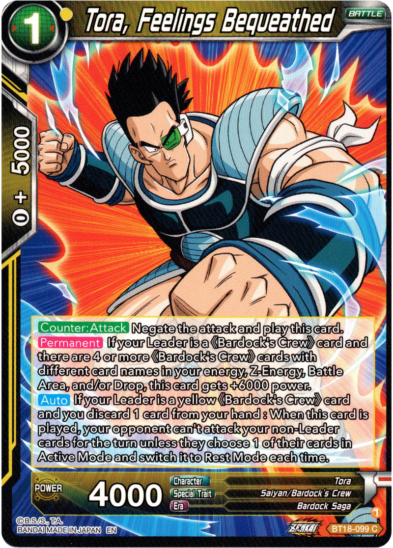 Tora, Feelings Bequeathed - BT18-099 - Dawn of the Z-Legends - Card Cavern