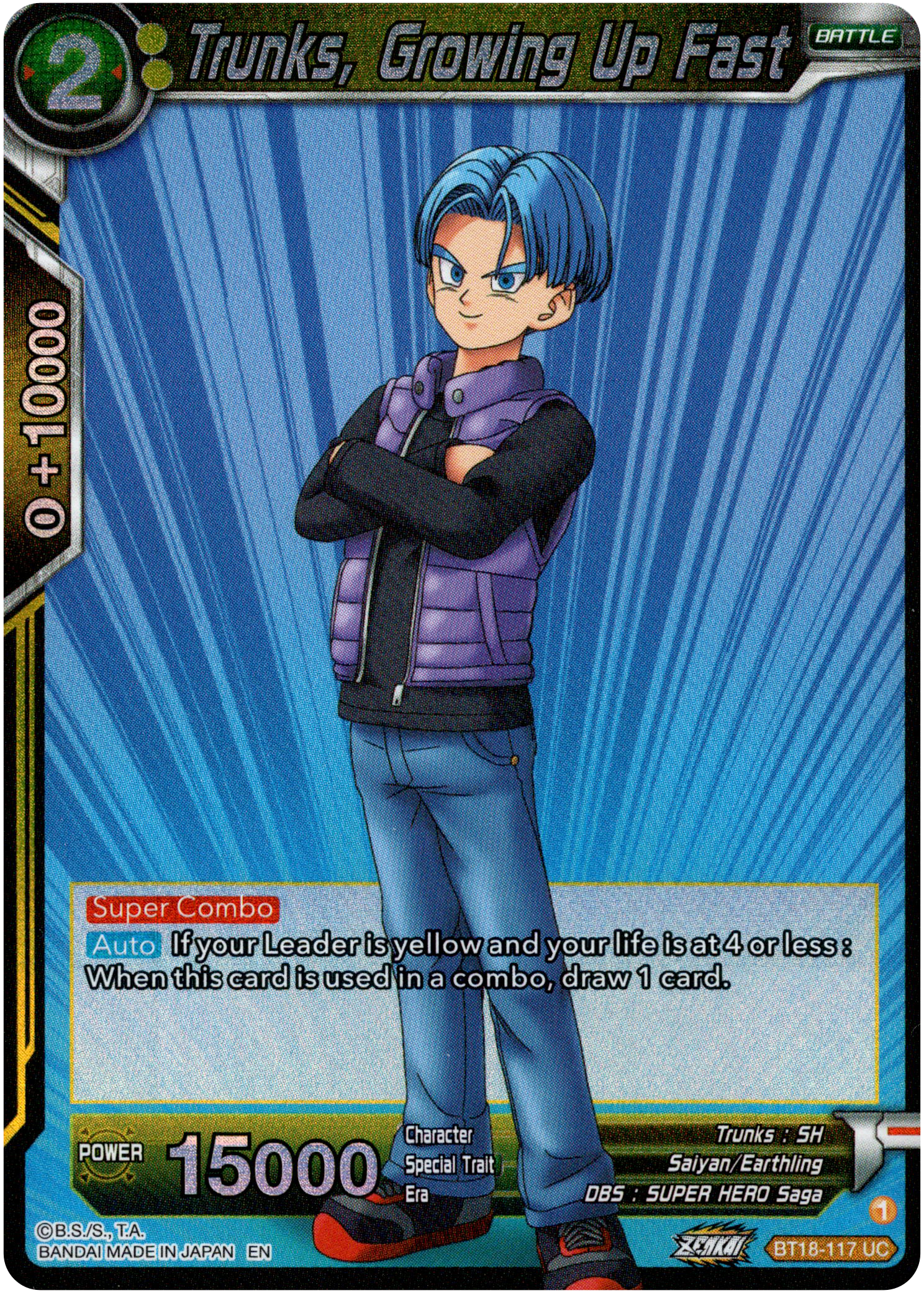 Trunks, Growing Up Fast - BT18-117 - Dawn of the Z-Legends - Parallel Foil - Card Cavern