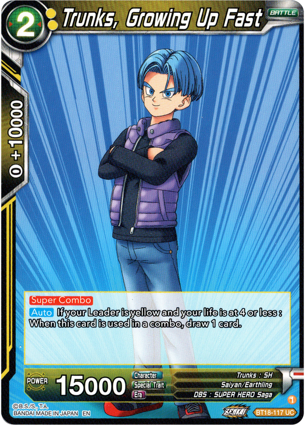 Trunks, Growing Up Fast - BT18-117 - Dawn of the Z-Legends - Card Cavern