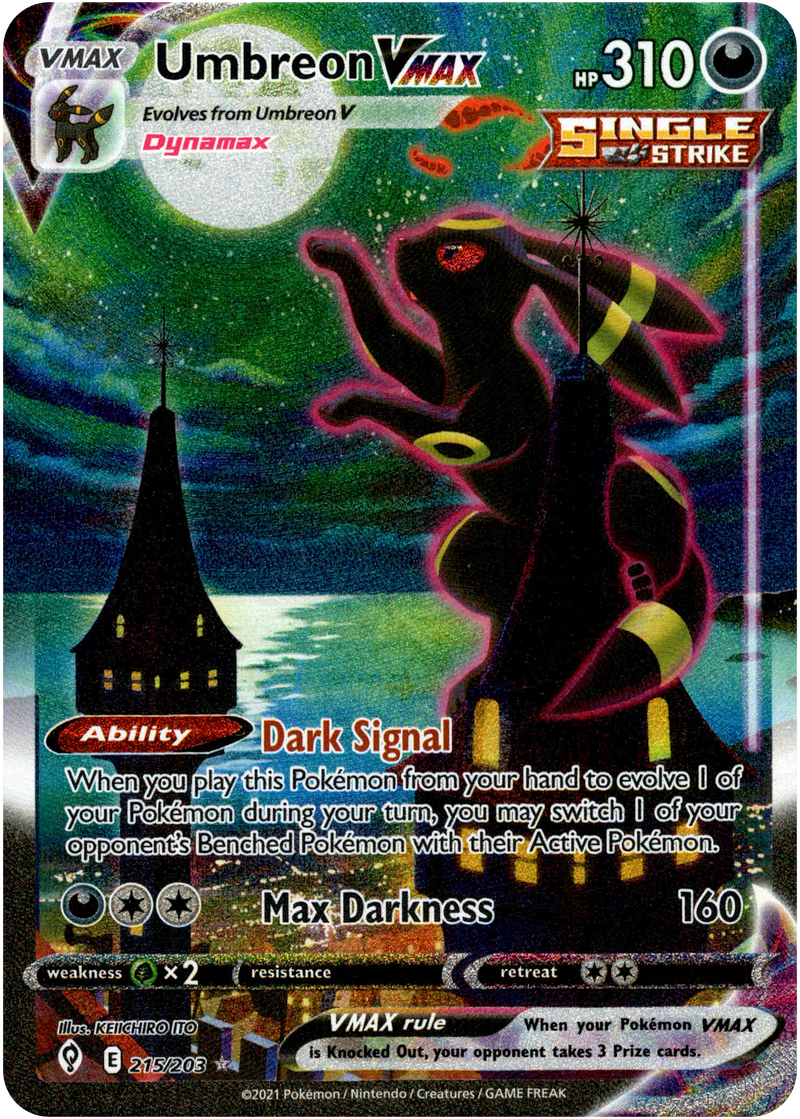 Umbreon VMAX Alternate Art Secret Rare - 215/203 - Evolving Skies - Ho ...