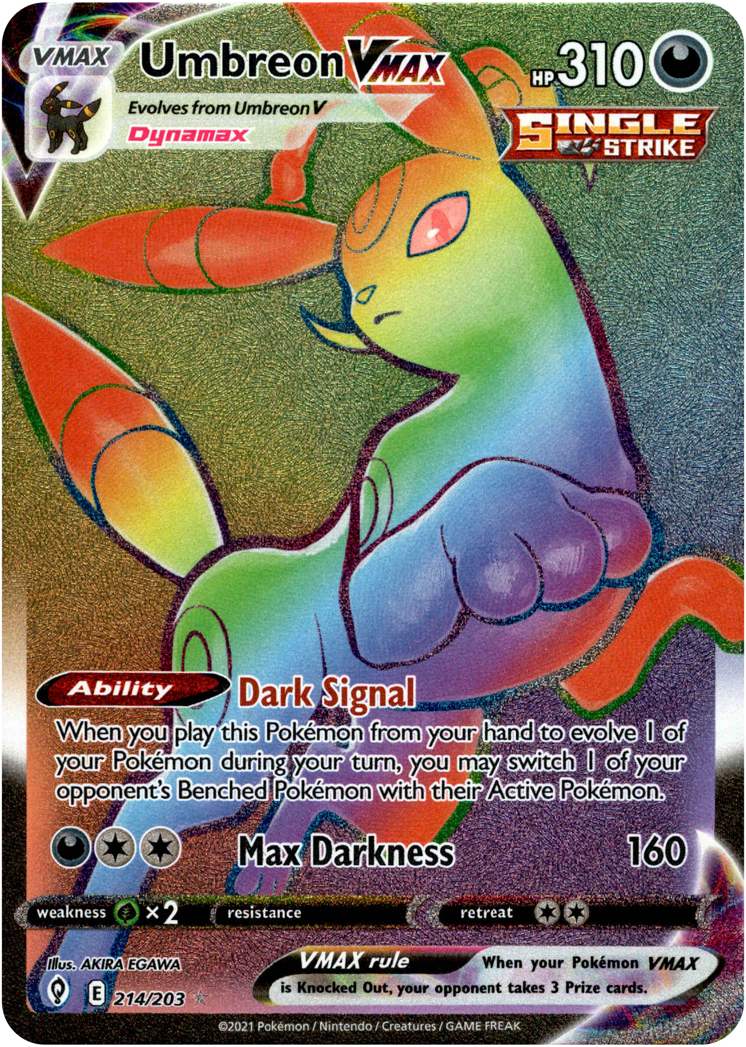 Umbreon VMAX Hyper Rare - 214/203 - Evolving Skies - Holo - Card Cavern