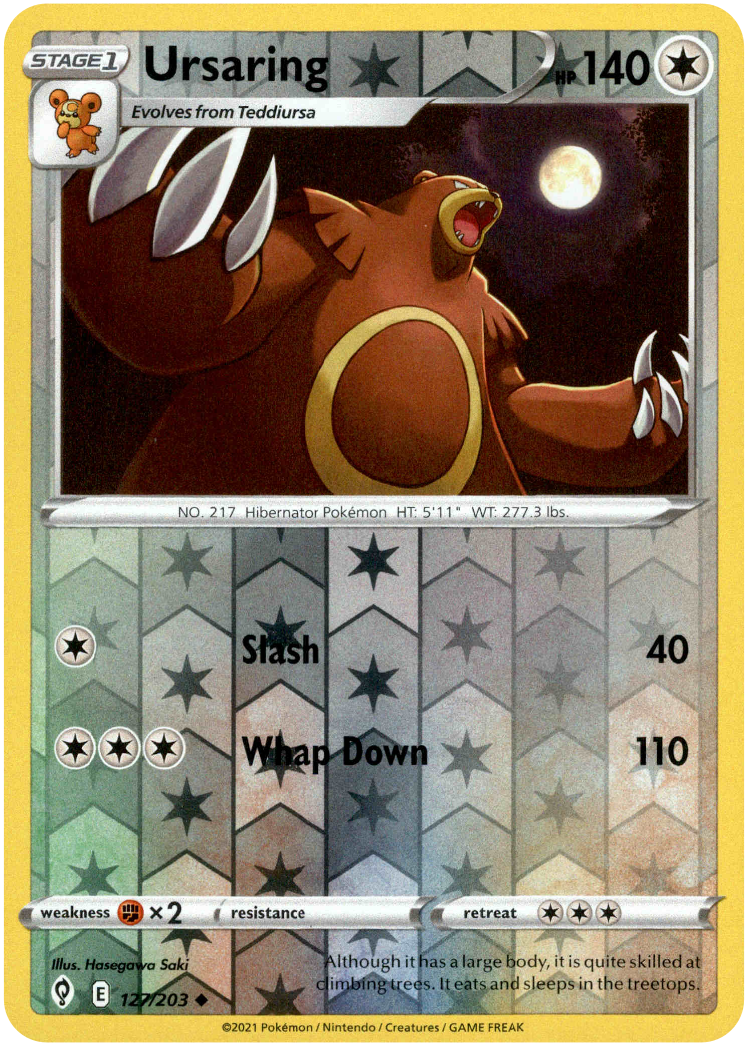 Ursaring - 127/203 - Evolving Skies - Reverse Holo - Card Cavern