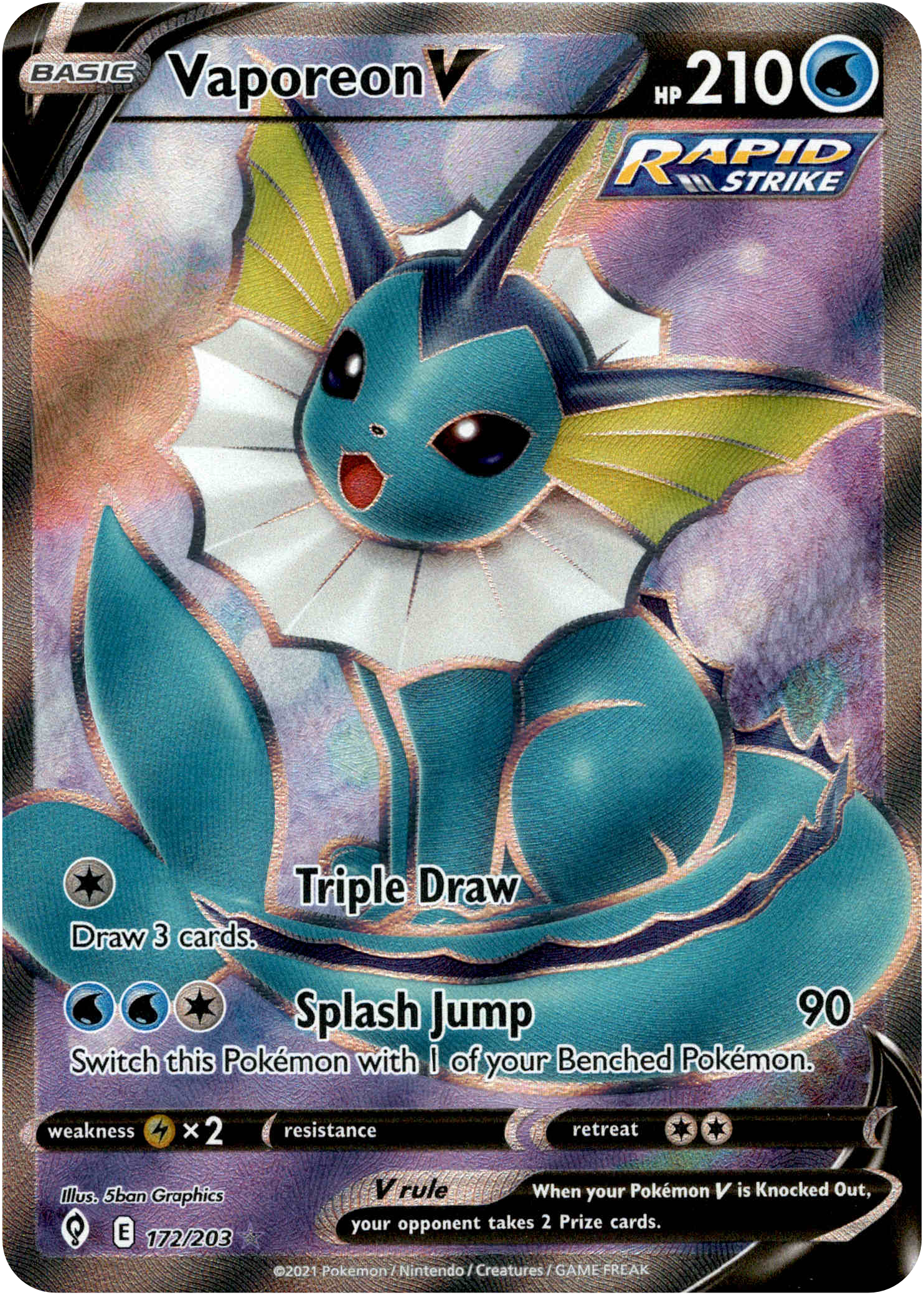Vaporeon V Full Art - 172/203 - Evolving Skies - Holo - Card Cavern