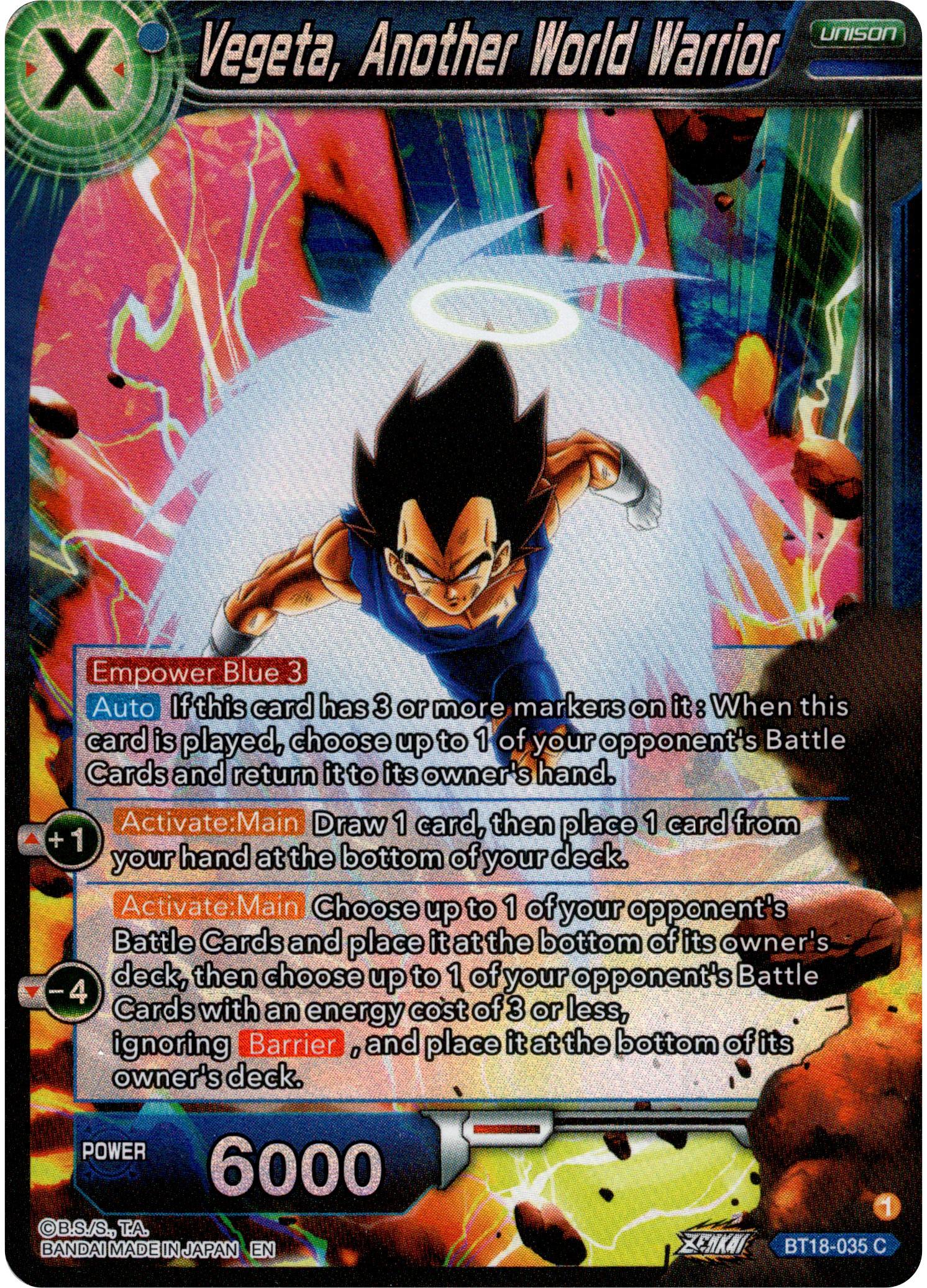 Vegeta, Another World Warrior - BT18-035 - Dawn of the Z-Legends - Parallel Foil - Card Cavern