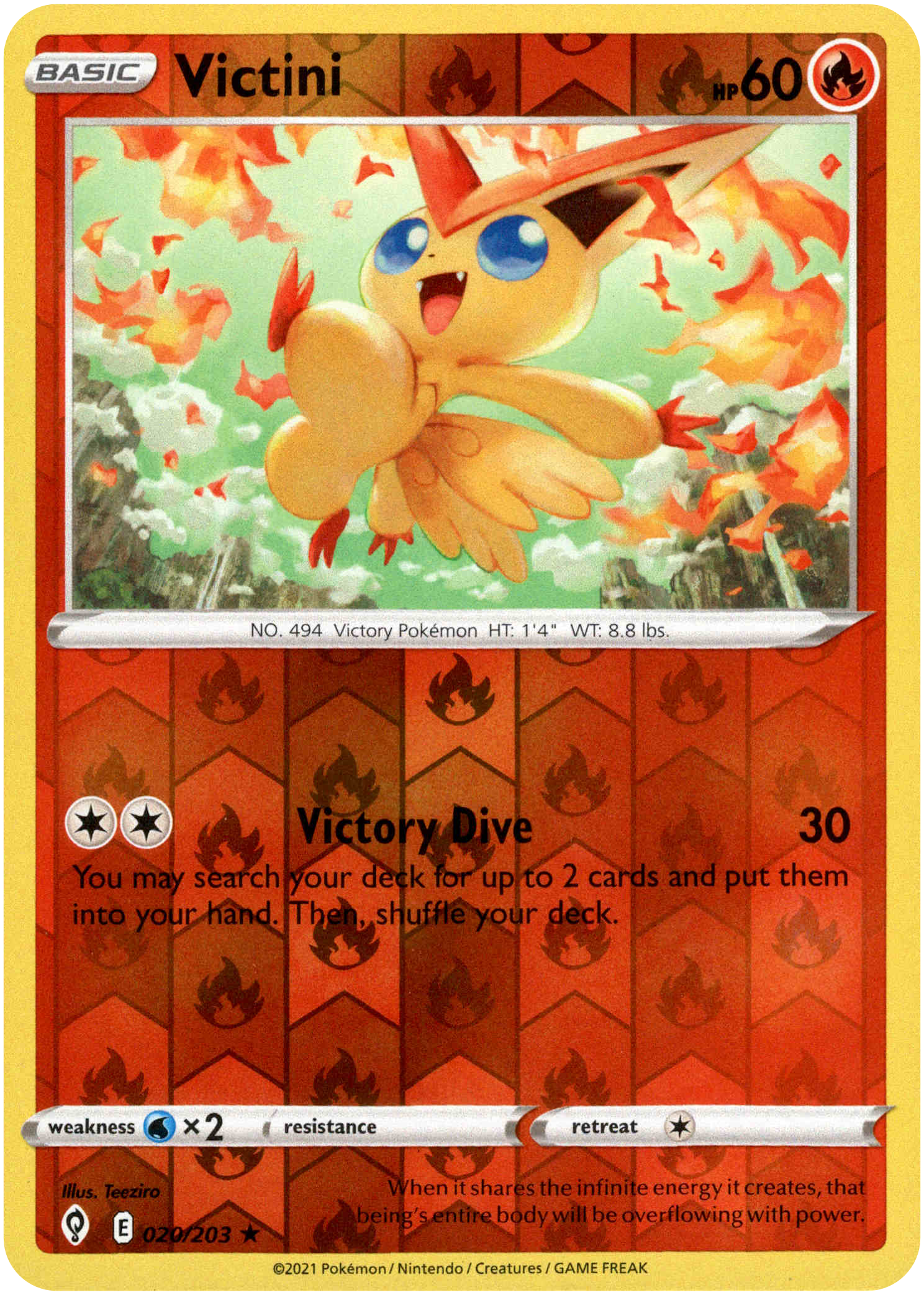 Victini - 020/203 - Evolving Skies - Reverse Holo - Card Cavern