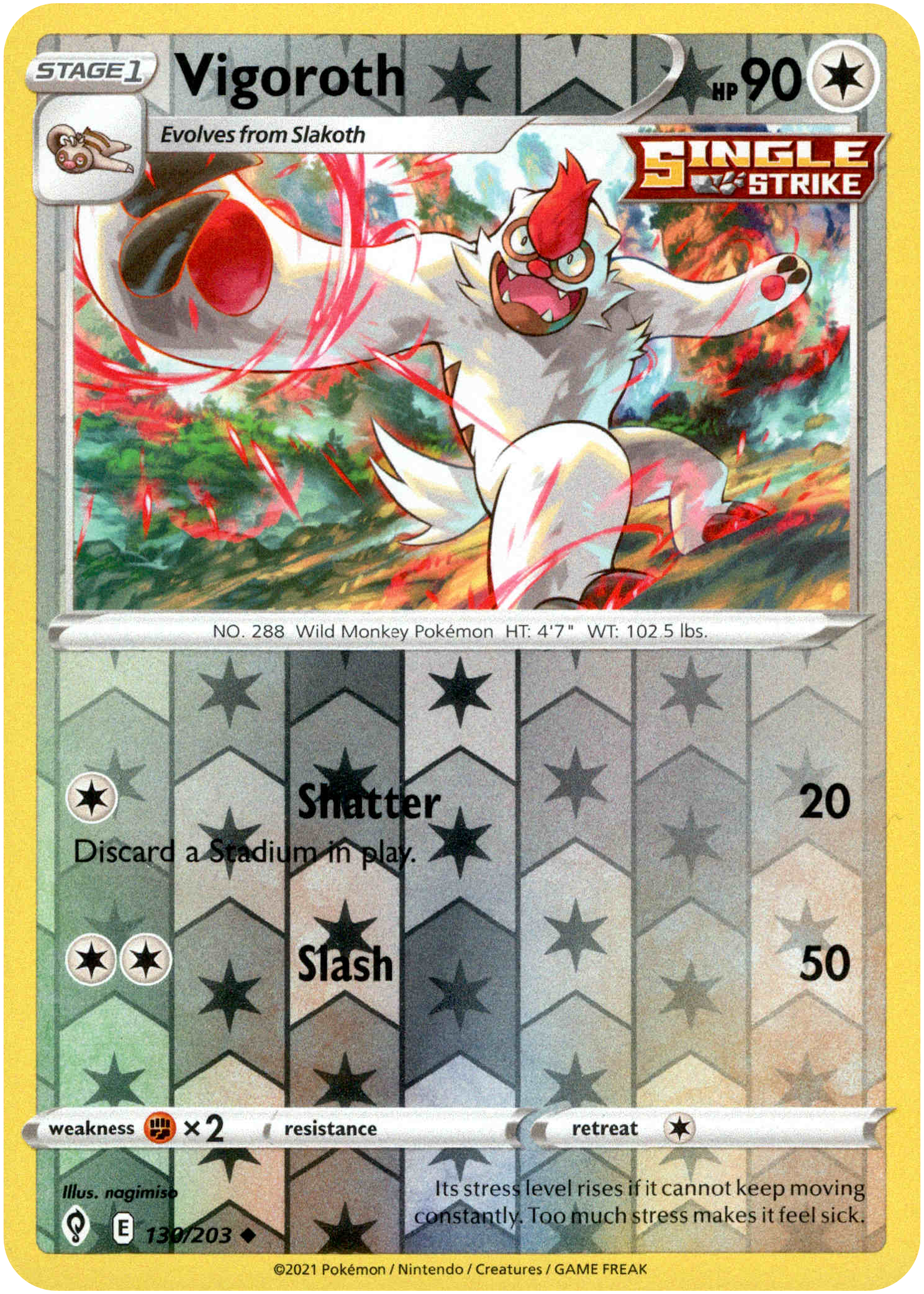 Vigoroth - 130/203 - Evolving Skies - Reverse Holo - Card Cavern