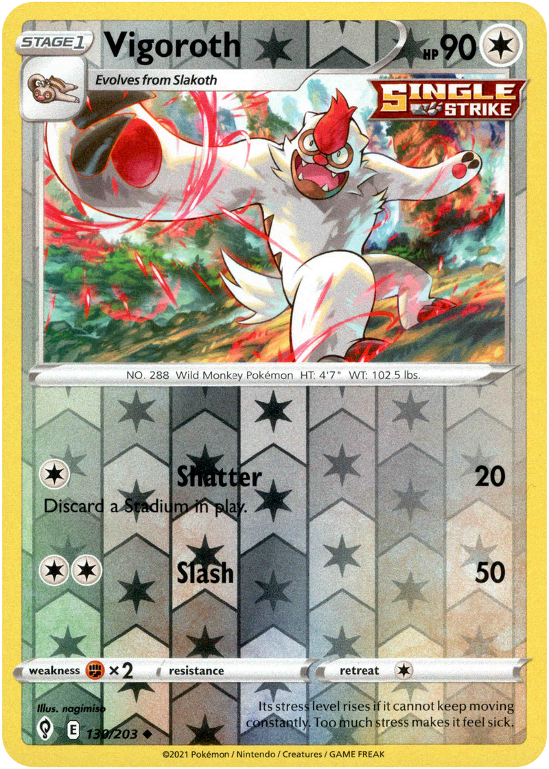 vigoroth pokemon card - 130/203 - Evolving Skies Deck:Quandrix Unlimited Amazon Mint / near mint They Never Come Back