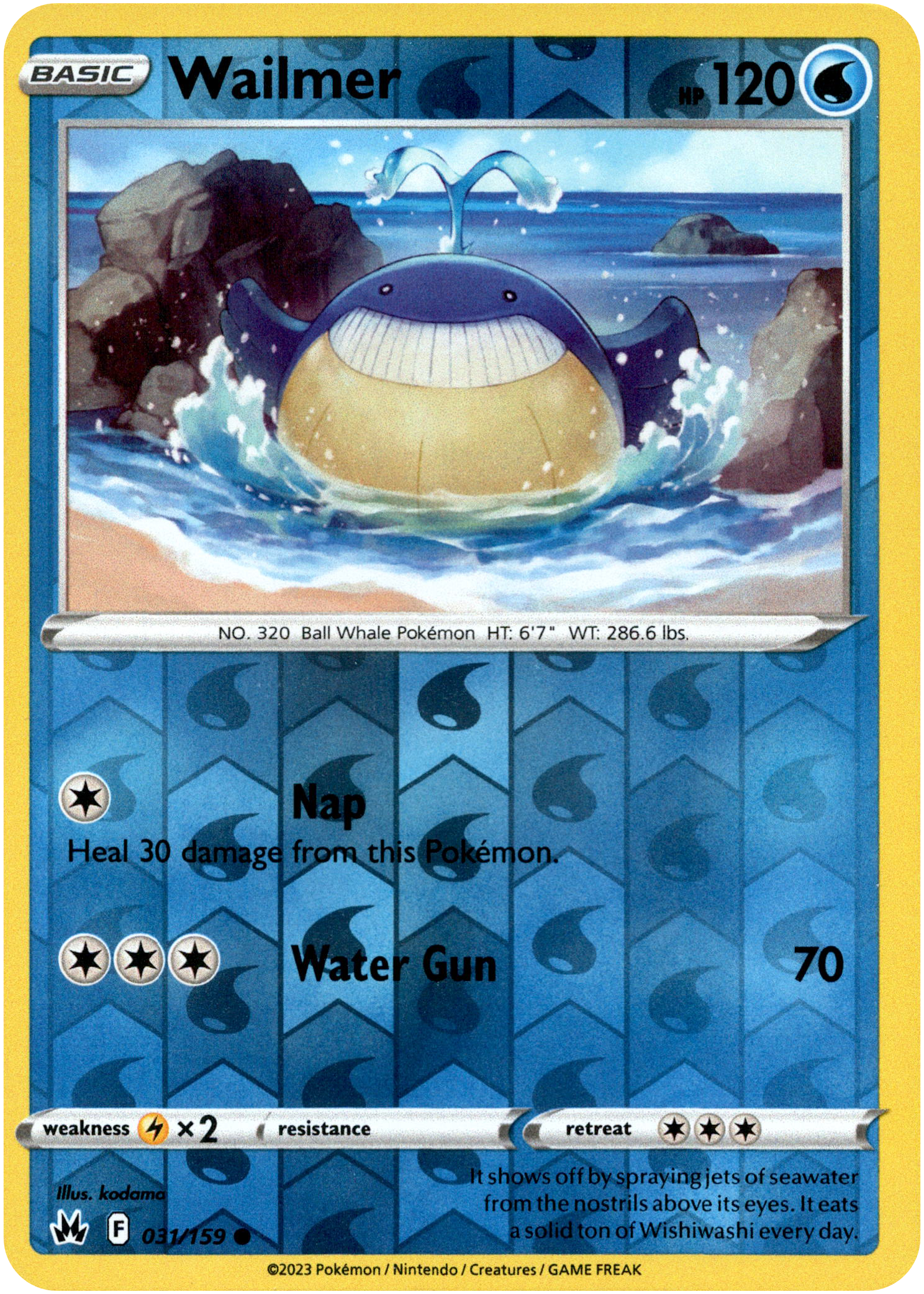 Wailmer - 031/159 - Crown Zenith - Reverse Holo - Card Cavern