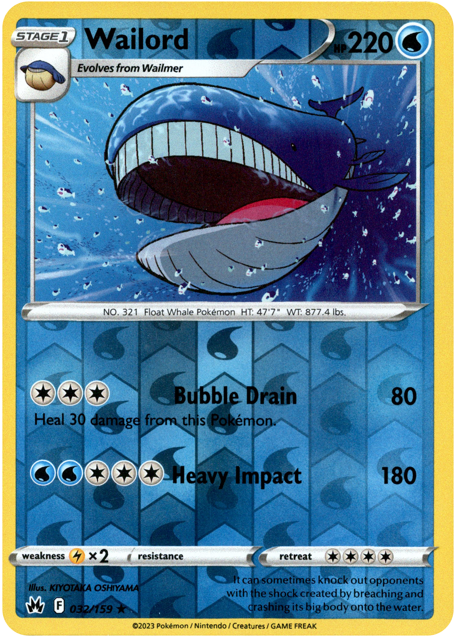 Wailord - 032/159 - Crown Zenith - Reverse Holo - Card Cavern