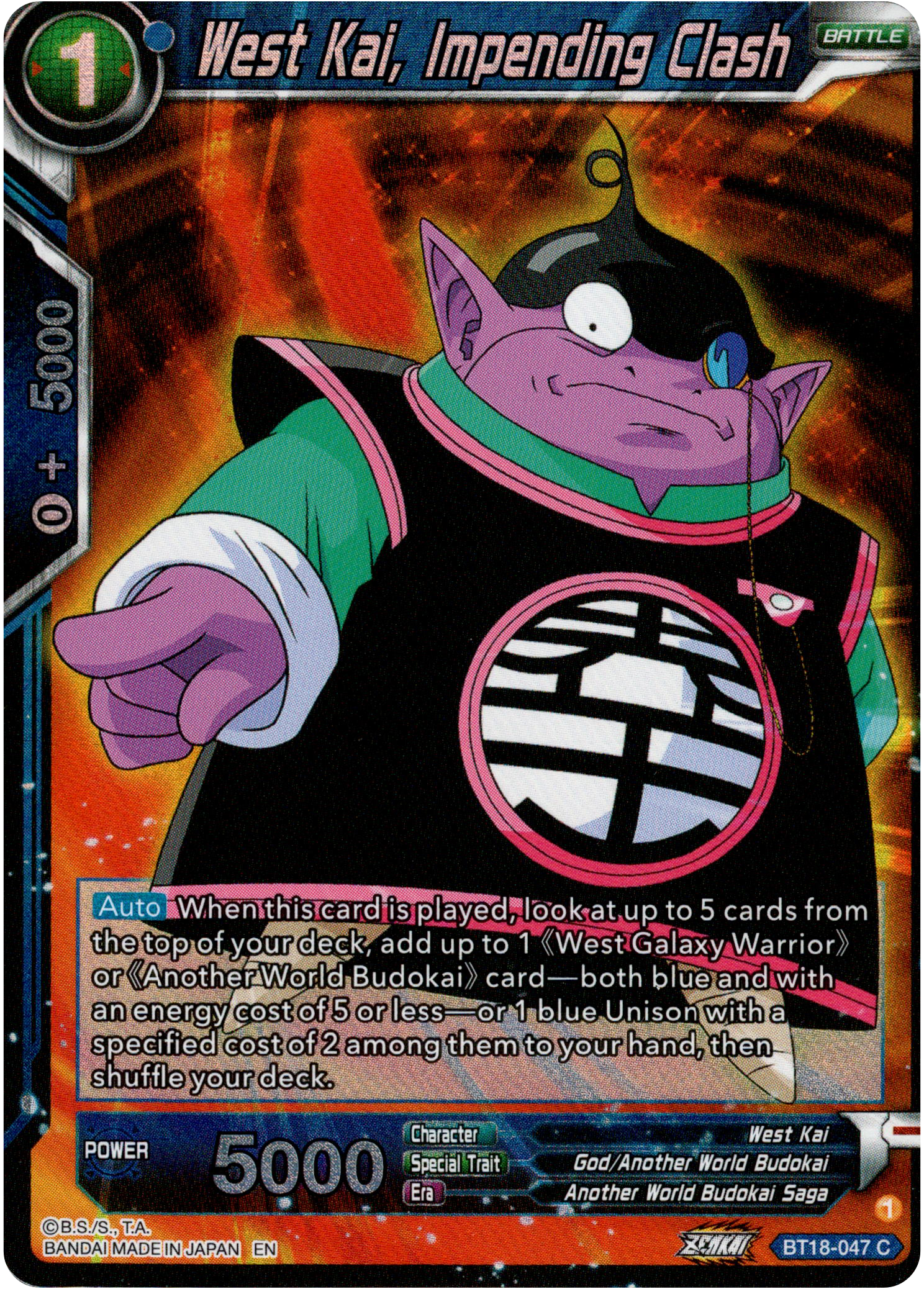 West Kai, Impending Crash - BT18-047 - Dawn of the Z-Legends - Parallel Foil - Card Cavern