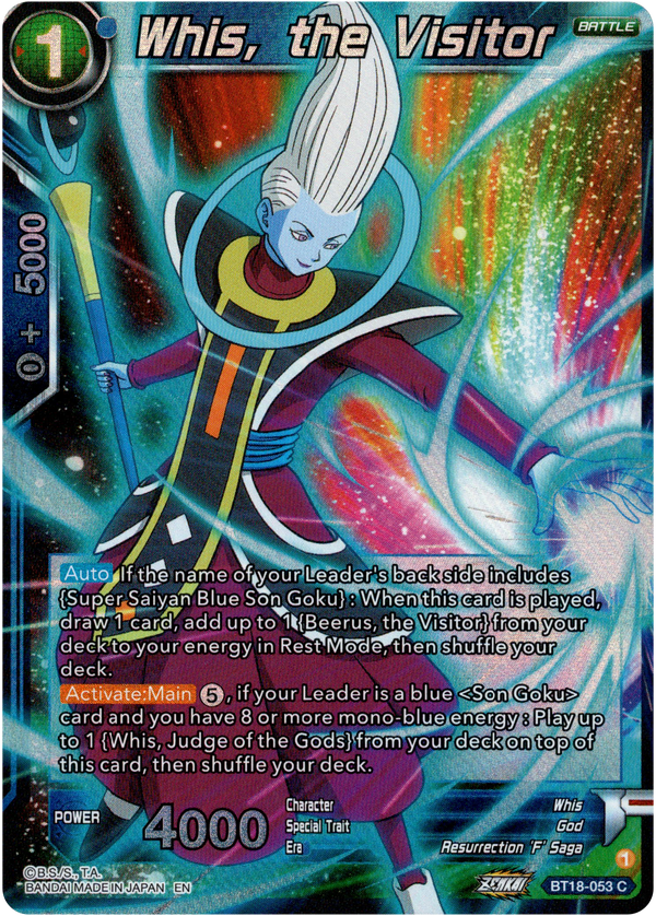 Whis, the Visitor - BT18-053 - Dawn of the Z-Legends - Parallel Foil - Card Cavern