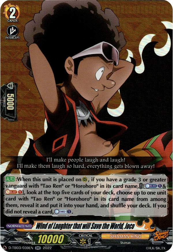 Wind of Laughter that will Save the World, Joco - D-TB03/039EN - Shaman King - Card Cavern