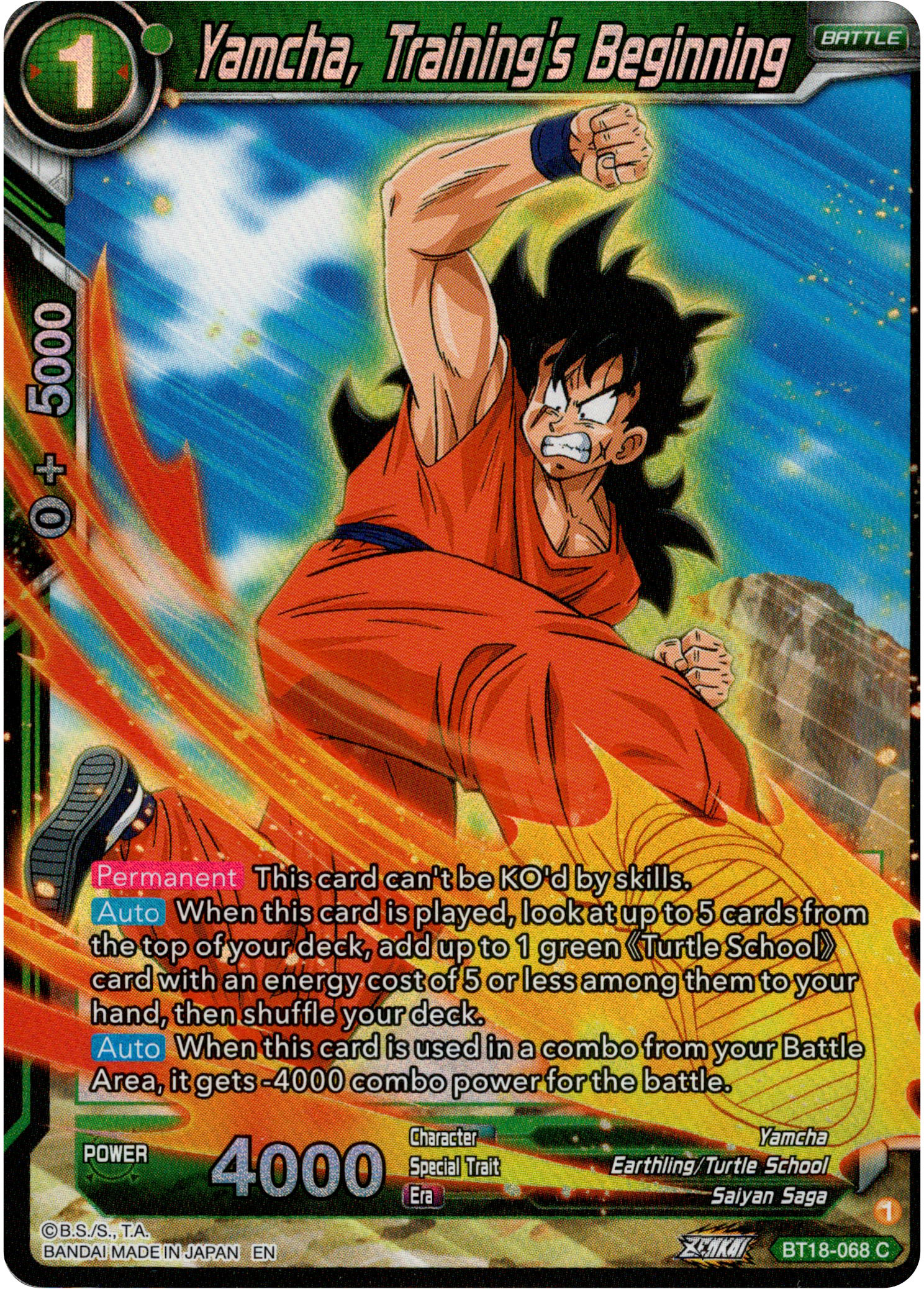 Yamcha, Training's Beginning - BT18-068 - Dawn of the Z-Legends - Parallel Foil - Card Cavern