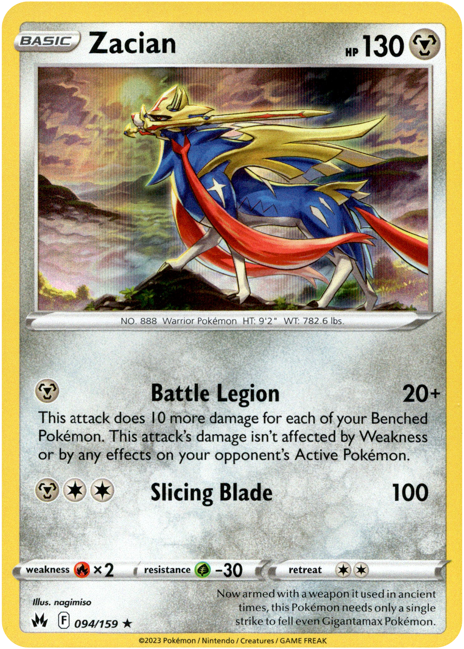 Zacian - 094/159 - Crown Zenith - Holo - Card Cavern