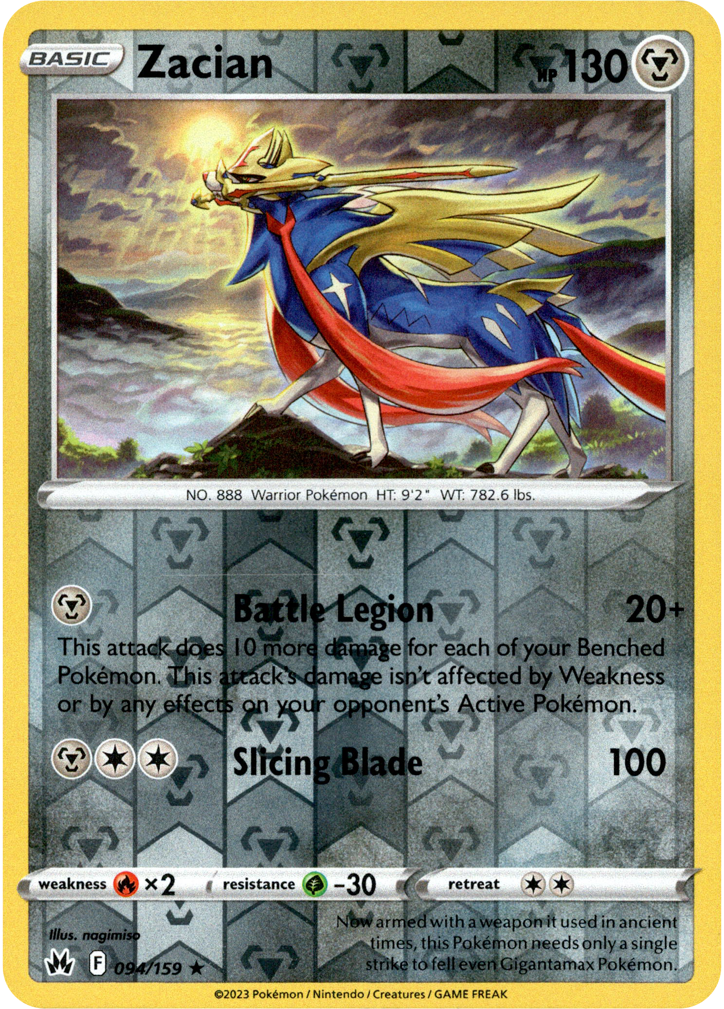 Zacian - 094/159 - Crown Zenith - Reverse Holo - Card Cavern