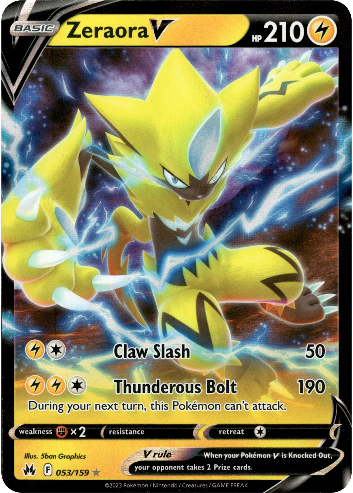 Zeraora V - 053/159 - Crown Zenith - Holo - Card Cavern