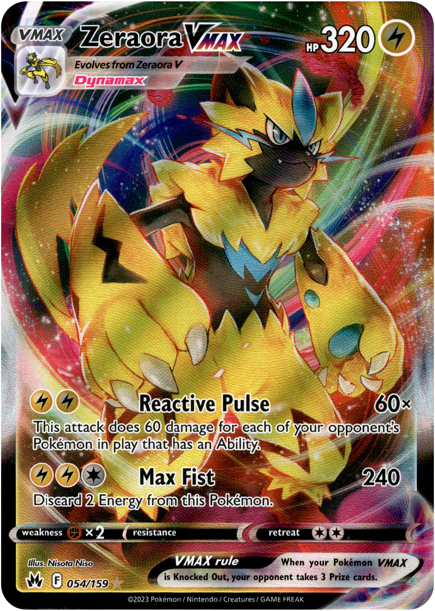 Zeraora VMAX - 054/159 - Crown Zenith - Holo - Card Cavern