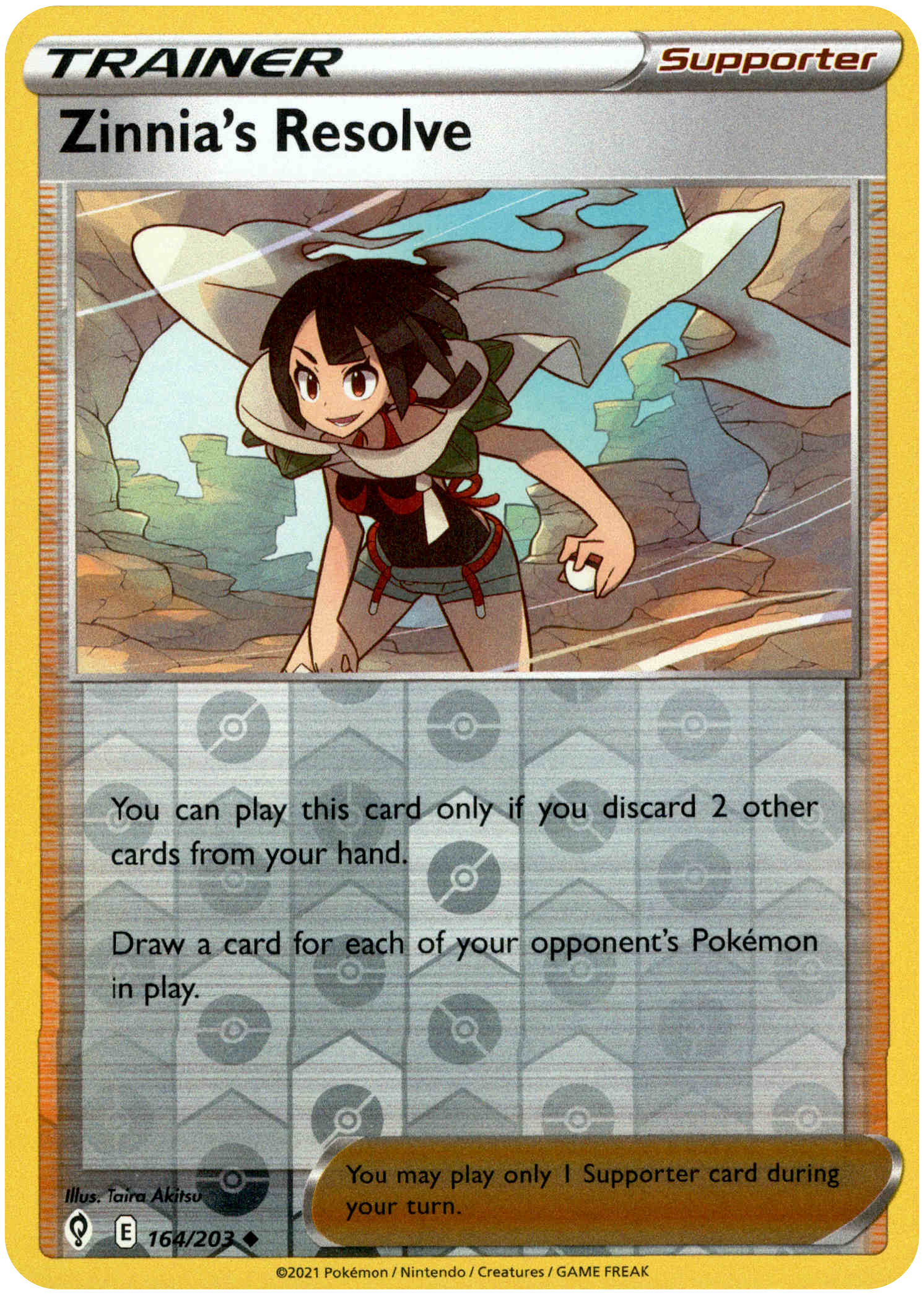 Zinnia's Resolve - 164/203 - Evolving Skies - Reverse Holo - Card Cavern