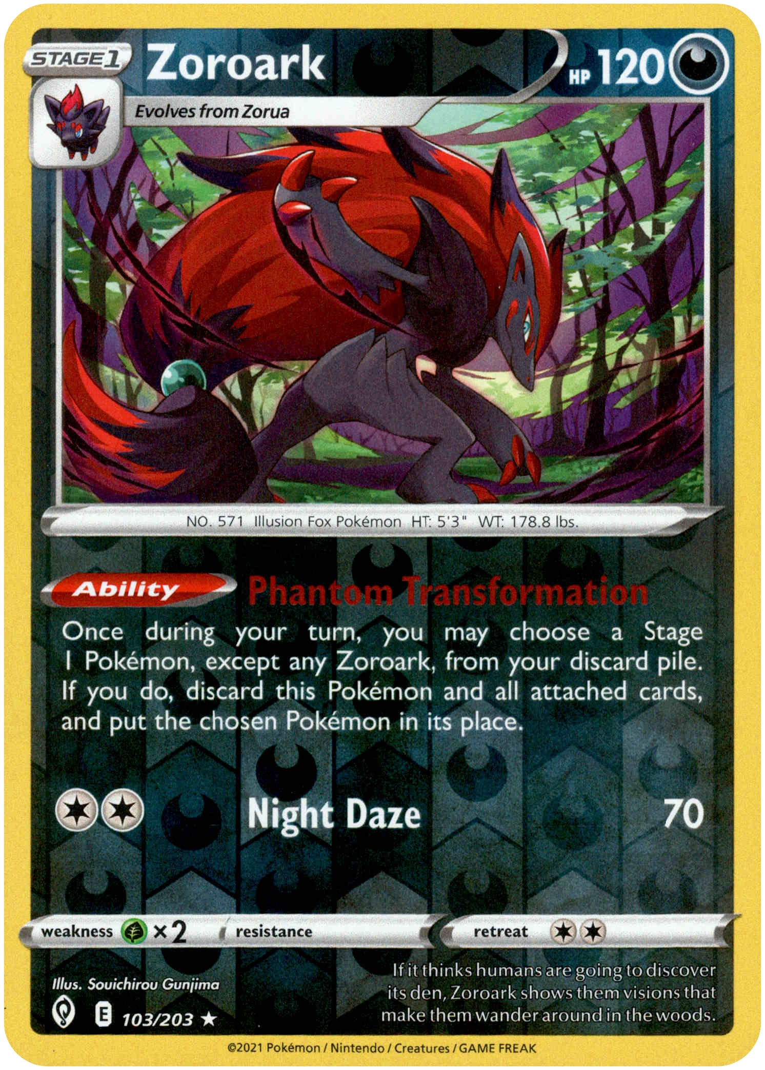Zoroark - 103/203 - Evolving Skies - Reverse Holo - Card Cavern